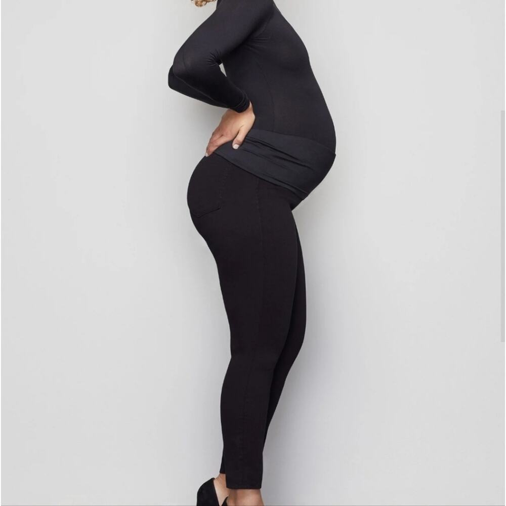 NWT Good American Home Stretch Maternity Skinny Jeans 00 24 Black Full Panel - Picture 2 of 9